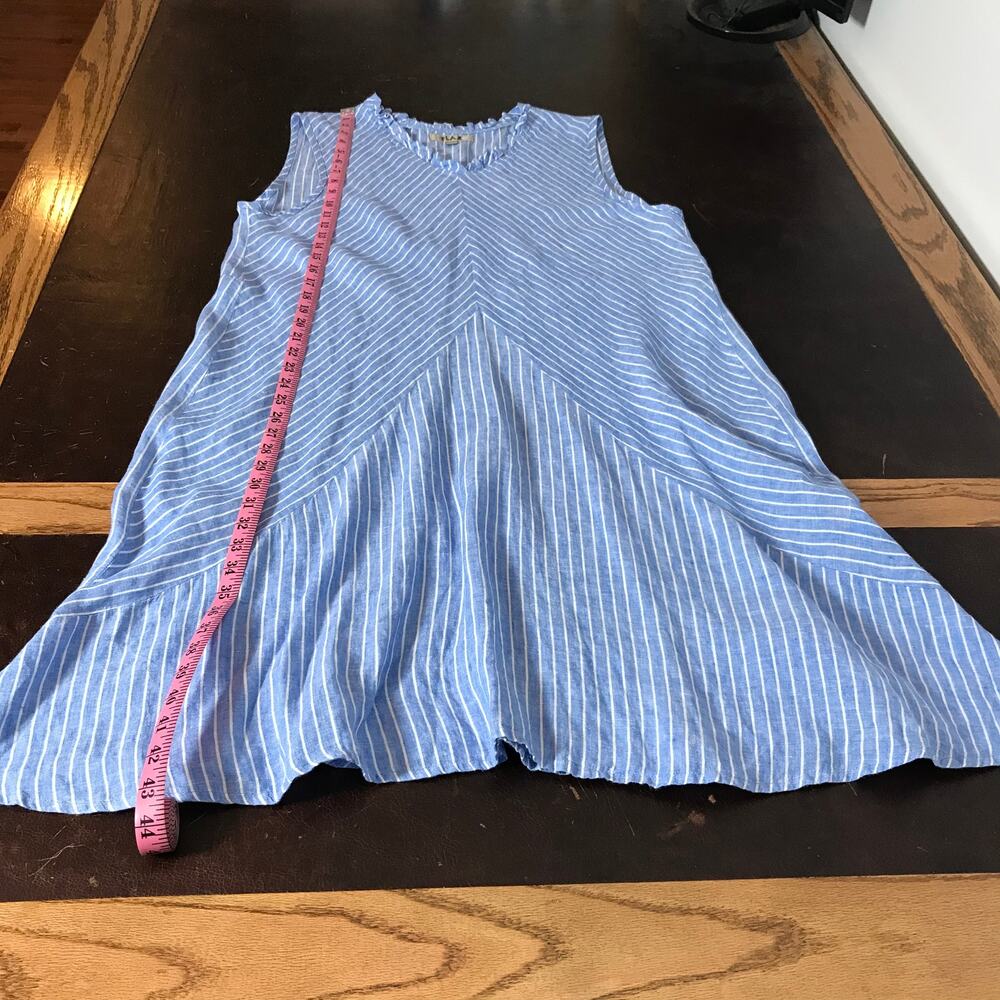 FLAX Linen Chevron Stripe Sleeveless Dress – Size Large Midi - Picture 5 of 9